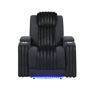 English Elm Duran Power Recliner with Led Lighting Usb Charging and Adjustable Headrest Support Black B201P412675