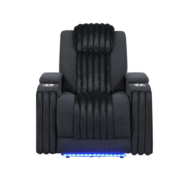 English Elm Duran Power Reclining Set with Led Lighting Bluetooth Speaker and Motorized Headrest Black B201S00473