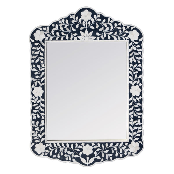 Butler Specialty Company Vivienne Bone Inlay Vertical Accent Wall Mirror – Timeless Elegance Awaits! Navy Blue Mdf,Mirror,Bone,Resin 3451490-butler