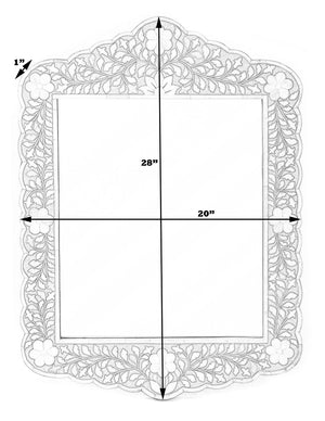 Butler Specialty Company Vivienne Bone Inlay Vertical Accent Wall Mirror – Timeless Elegance Awaits! Navy Blue Mdf,Mirror,Bone,Resin 3451490-butler