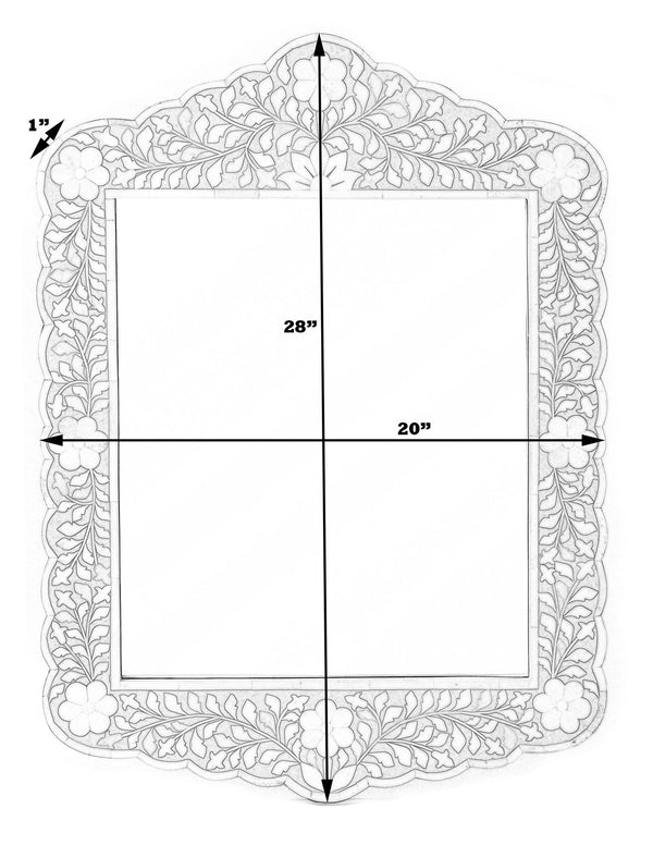 Butler Specialty Company Vivienne Bone Inlay Vertical Accent Wall Mirror – Timeless Elegance Awaits! Navy Blue Mdf,Mirror,Bone,Resin 3451490-butler