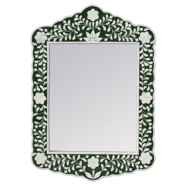 Butler Specialty Company Vivienne Bone Inlay Vertical Accent Wall Mirror – Timeless Elegance Awaits! Green Mdf,Mirror,Bone,Resin 3451491-butler