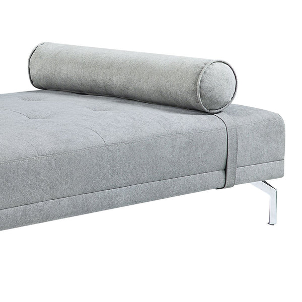 English Elm Quenti Gray Melange Velvet Sofa Bed with Pillow - Tufted Pocket Coil Seat, D23 Foam, Modern Legs B2726P255333