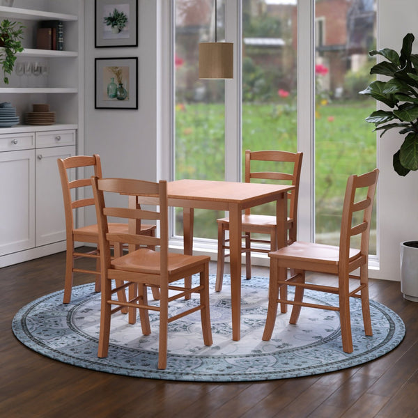 Winsome Wood Groveland 5-piece Dining Set With Light Oak Finish - Stylish Table & Ladder-back Chairs For Small Spaces Light Oak Solid Wood 34530-winsome-wood