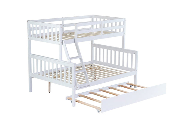 English Elm Twin Over Full Bunk Bed With Trundle - Stylish, Safe, And Convertible Rubberwood Design For Kids W504S00187-GIGA