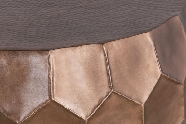 English Elm CT101 Hand‑Hammered Round 32" Coffee Table with Hexagonal Patterned Surface and Timeless Finish Copper B009P295928