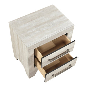 English Elm Contemporary Dusty Gray Oak Nightstand with 2 Dovetail Drawers, Silver Bar Pulls, Durable Wood Finish B011P323476