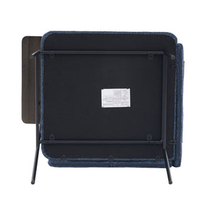 English Elm Leisure Linen Accent Chair with Built-in Side Table Pockets and Lumbar Pillow Modern Navy W395P453310