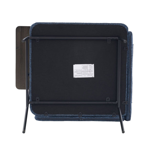 English Elm Leisure Linen Accent Chair with Built-in Side Table Pockets and Lumbar Pillow Modern Navy W395P453310