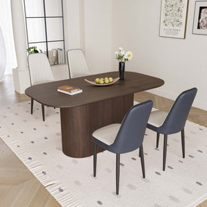 English Elm 63 Stylish Medieval Modern Dining Table & 4 Ergonomic Pu Chairs Set For Home & Kitchen Elegance W2189S00697