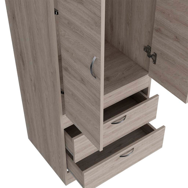 English Elm Alabama Light Gray Armoire with Rod & Shelf, 71" Tall, Two Drawers, Spacious Closet Storage — Ready-to-Assemble B128P176101