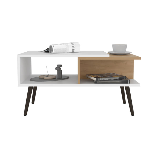 English Elm Aranjuez Modern 29" Coffee Table with Metal Legs, Three Shelves for Storage & Display, Oak Blanca B070P254786