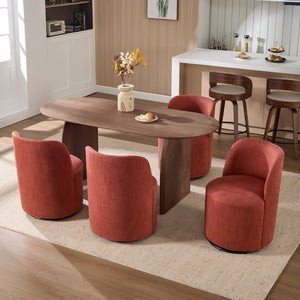 English Elm Set Swivel Barrel Accent Chair Armless Linen Upholstered Compact Seat for Dining Vanity Bedroom Orange W3244P454057