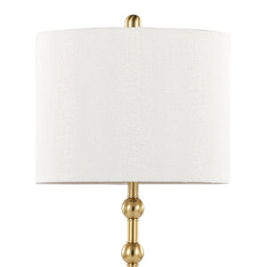 English Elm Table Lamp Set of 2 Travertine Stone Base with Brass Hardware and Warm Fabric Shade Gold,Off White B202P471584