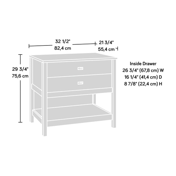 English Elm Lateral File Cabinet In Sleek White Finish – Compact Storage Solution With Locking Drawers & Style B356P402794