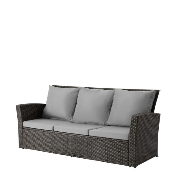 English Elm 67.7" Outdoor Wicker Three Seat Sofa High Back Pe Frame Patio Lounge Furniture Gray B082P455184