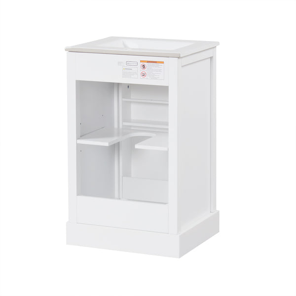English Elm 20" Bathroom Vanity With Soft-Close Door, Ceramic Sink, Adjustable Shelves & Chic Storage Solutions N725P351852K