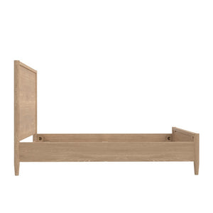 Alpine Furniture Sinclair Queen Panel Bedframe With Tall Paneled Headboard, Solid Rubberwood & Oak Veneer Craftsmanship Natural 3458NAT-01Q
