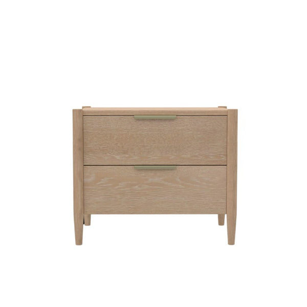 Alpine Furniture Sinclair Nightstand With Soft-Close Drawers, English Dovetail Strength & Gold Accents For Coastal Charm Natural 3458NAT-02
