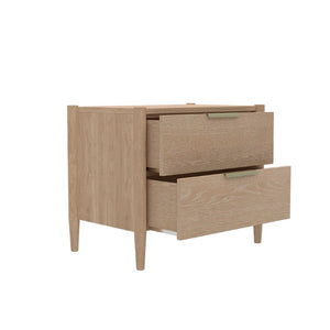 Alpine Furniture Sinclair Nightstand With Soft-Close Drawers, English Dovetail Strength & Gold Accents For Coastal Charm Natural 3458NAT-02