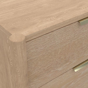 Alpine Furniture Sinclair Nightstand With Soft-Close Drawers, English Dovetail Strength & Gold Accents For Coastal Charm Natural 3458NAT-02