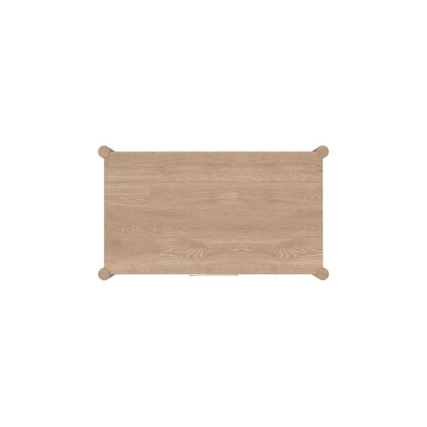 Alpine Furniture Sinclair Chest With Polished Gold Hardware — Coastal-Inspired Five-Drawer Dresser, Soft-Close Storage Natural 3458NAT-05