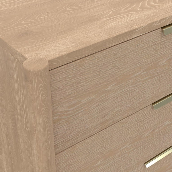 Alpine Furniture Sinclair Chest With Polished Gold Hardware — Coastal-Inspired Five-Drawer Dresser, Soft-Close Storage Natural 3458NAT-05