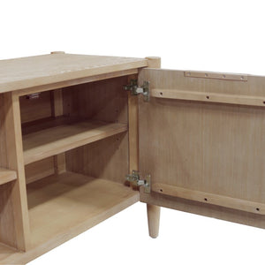 Alpine Furniture Sinclair Mid-Century Tv Console With Soft-Close Cabinets, Adjustable Shelf & Cable Management Natural 3458NAT-10
