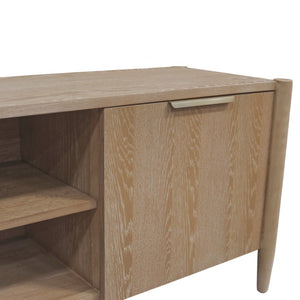 Alpine Furniture Sinclair Mid-Century Tv Console With Soft-Close Cabinets, Adjustable Shelf & Cable Management Natural 3458NAT-10
