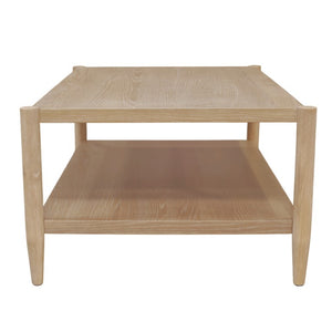 Alpine Furniture Sinclair Rectangular Coffee Table With Open Lower Shelf, Mid-Century Lines, Rounded Corners, Durable Oak Veneer Finish Natural 3458NAT-61
