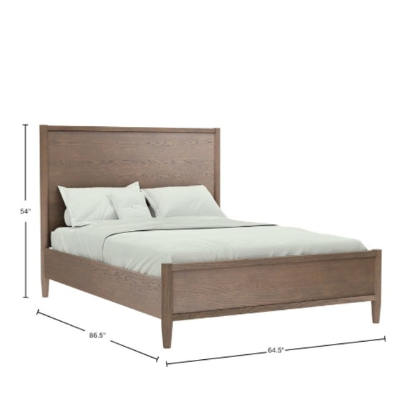 Alpine Furniture Sinclair Queen Panel Bedframe With Tall Paneled Headboard, Solid Rubberwood & Oak Veneer Craftsmanship Walnut 3458WAL-01Q