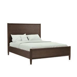 Alpine Furniture Sinclair Full Panel Bed With Tall Paneled Headboard, Solid Rubberwood & Oak Veneer Durable Design Walnut 3458WAL-08F