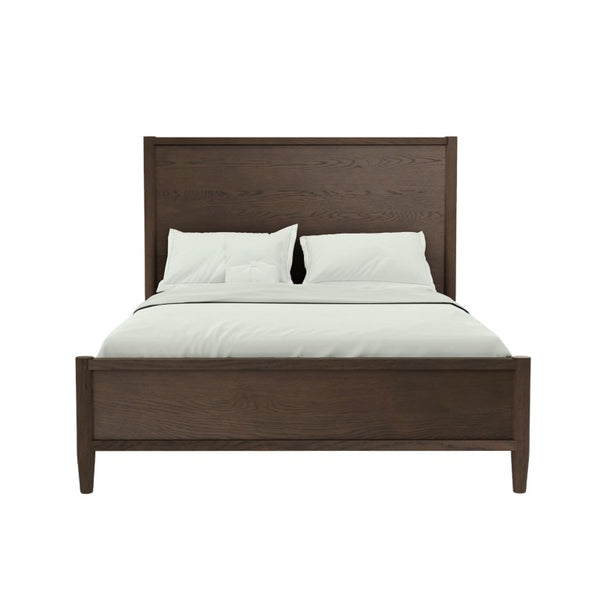 Alpine Furniture Sinclair Panel Bed With Tall Paneled Headboard — Solid Rubberwood & Oak Veneer, Timeless Transitional Style Walnut 3458WAL-07EK
