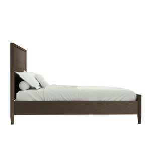 Alpine Furniture Sinclair Full Panel Bed With Tall Paneled Headboard, Solid Rubberwood & Oak Veneer Durable Design Walnut 3458WAL-08F