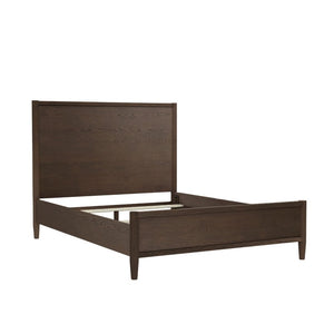 Alpine Furniture Sinclair Queen Panel Bedframe With Tall Paneled Headboard, Solid Rubberwood & Oak Veneer Craftsmanship Walnut 3458WAL-01Q