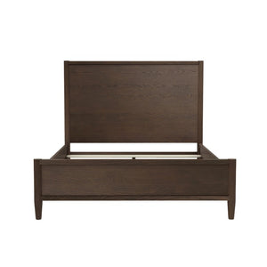 Alpine Furniture Sinclair Panel Bed With Tall Paneled Headboard — Solid Rubberwood & Oak Veneer, Timeless Transitional Style Walnut 3458WAL-07EK