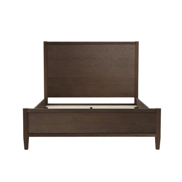 Alpine Furniture Sinclair Full Panel Bed With Tall Paneled Headboard, Solid Rubberwood & Oak Veneer Durable Design Walnut 3458WAL-08F