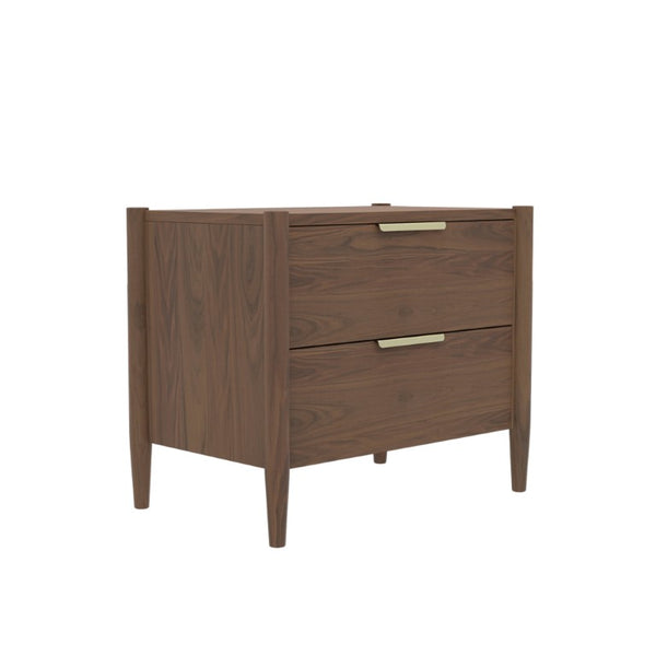 Alpine Furniture Sinclair Nightstand With Soft-Close Drawers, English Dovetail Strength & Gold Accents For Coastal Charm Walnut 3458WAL-02