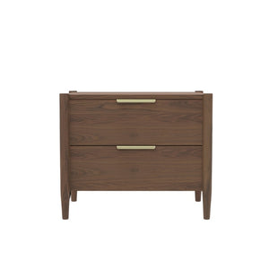 Alpine Furniture Sinclair Nightstand With Soft-Close Drawers, English Dovetail Strength & Gold Accents For Coastal Charm Walnut 3458WAL-02