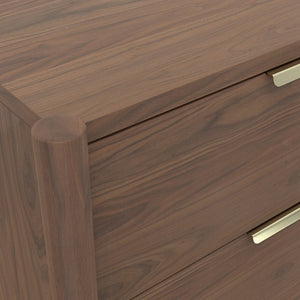 Alpine Furniture Sinclair Nightstand With Soft-Close Drawers, English Dovetail Strength & Gold Accents For Coastal Charm Walnut 3458WAL-02