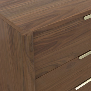 Alpine Furniture Sinclair Dresser With Six Drawers, Gold-Finish Handles, Soft-Close Glides And Fully Assembled Craftsmanship Walnut 3458WAL-03
