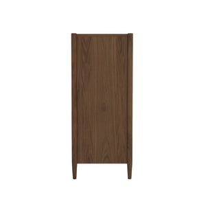 Alpine Furniture Sinclair Chest With Polished Gold Hardware — Coastal-Inspired Five-Drawer Dresser, Soft-Close Storage Walnut 3458WAL-05