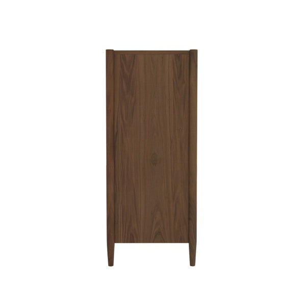 Alpine Furniture Sinclair Chest With Polished Gold Hardware — Coastal-Inspired Five-Drawer Dresser, Soft-Close Storage Walnut 3458WAL-05