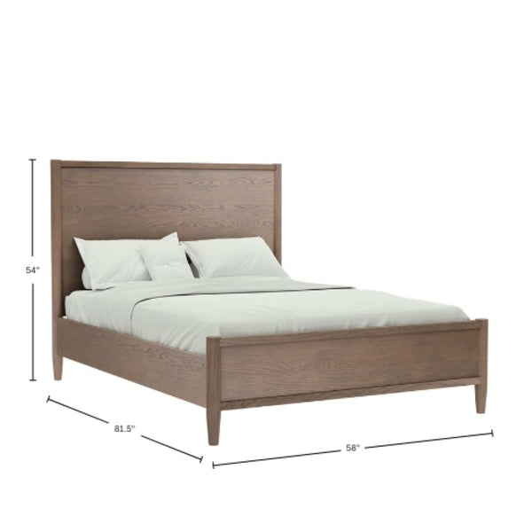 Alpine Furniture Sinclair Full Panel Bed With Tall Paneled Headboard, Solid Rubberwood & Oak Veneer Durable Design Walnut 3458WAL-08F
