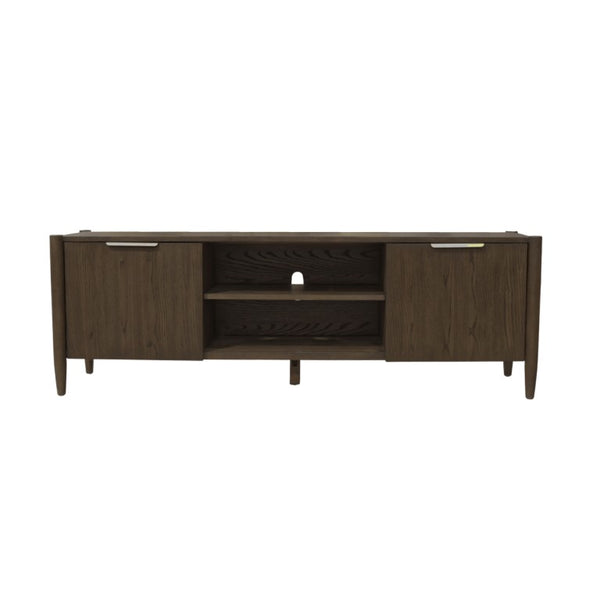 Alpine Furniture Sinclair Mid-Century Tv Console With Soft-Close Cabinets, Adjustable Shelf & Cable Management Walnut 3458WAL-10