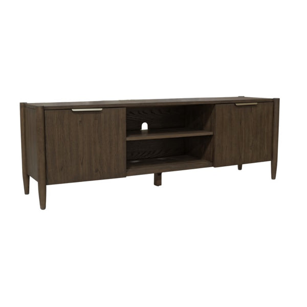 Alpine Furniture Sinclair Mid-Century Tv Console With Soft-Close Cabinets, Adjustable Shelf & Cable Management Walnut 3458WAL-10