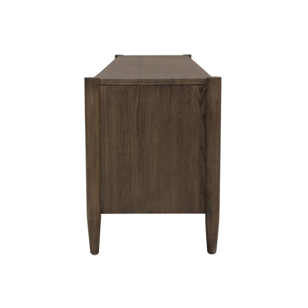 Alpine Furniture Sinclair Mid-Century Tv Console With Soft-Close Cabinets, Adjustable Shelf & Cable Management Walnut 3458WAL-10