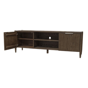 Alpine Furniture Sinclair Mid-Century Tv Console With Soft-Close Cabinets, Adjustable Shelf & Cable Management Walnut 3458WAL-10