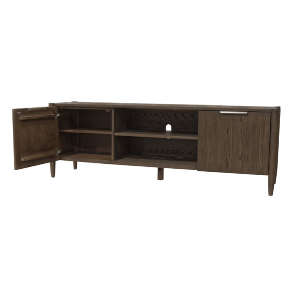 Alpine Furniture Sinclair Mid-Century Tv Console With Soft-Close Cabinets, Adjustable Shelf & Cable Management Walnut 3458WAL-10