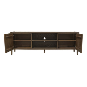 Alpine Furniture Sinclair Mid-Century Tv Console With Soft-Close Cabinets, Adjustable Shelf & Cable Management Walnut 3458WAL-10